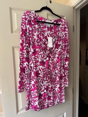 Lilly Pulitzer White & Hot Pink Floral V-Neck Tunic